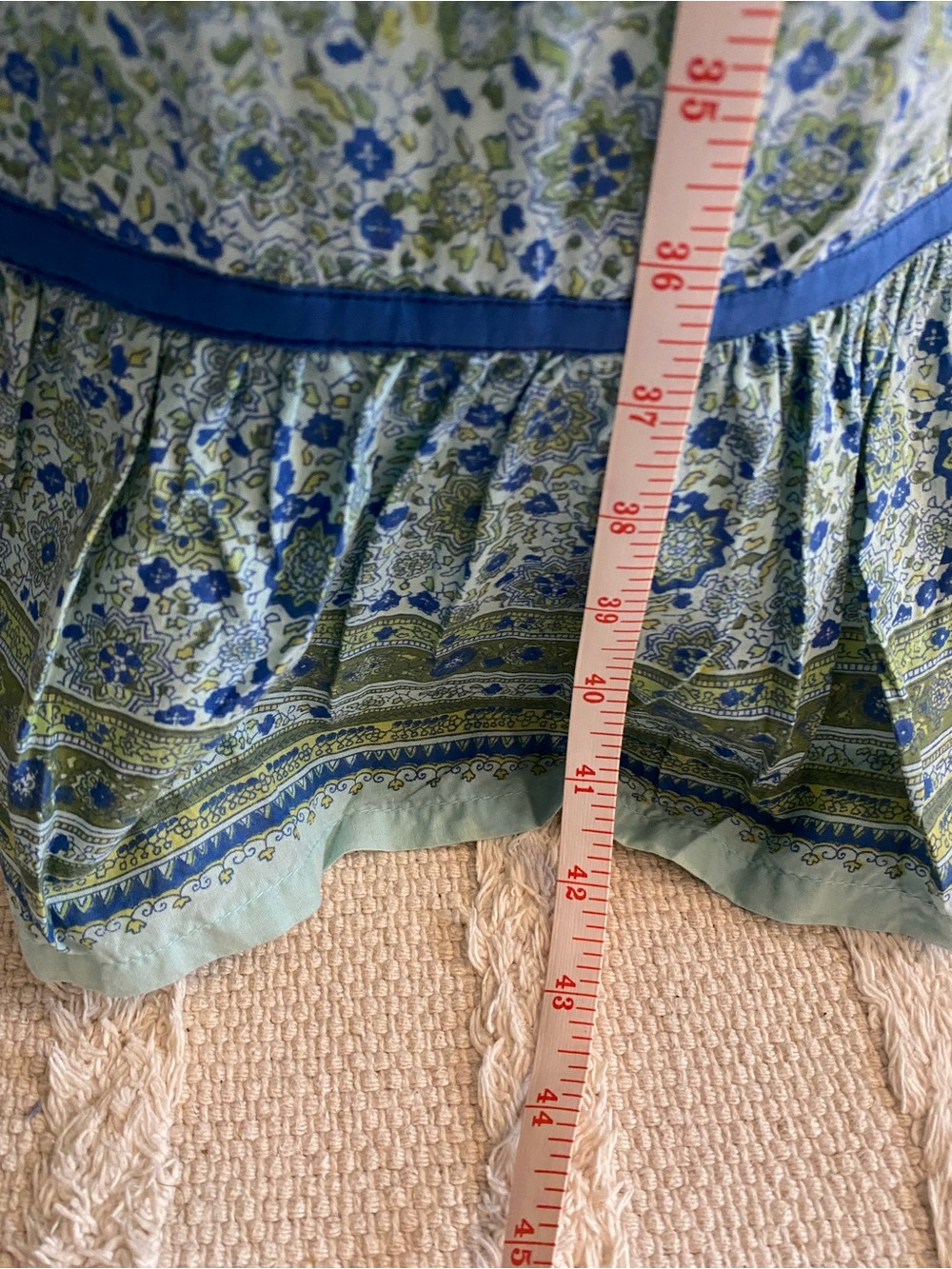 Vintage Blue and Green Floral Halter Cotton Maxi Dress Size S - Picture 9 of 11